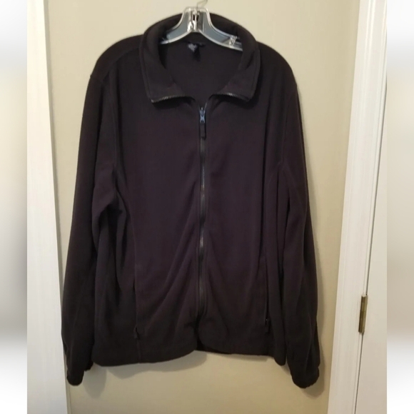 Lands End Jacket Mens  L Tall/Granda  Black Fleece Full Zip - Picture 1 of 6